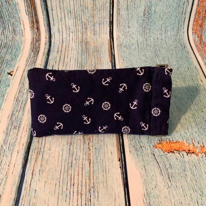 Glasses Case – Navy Blue Cotton with Sailor Nautical Pattern