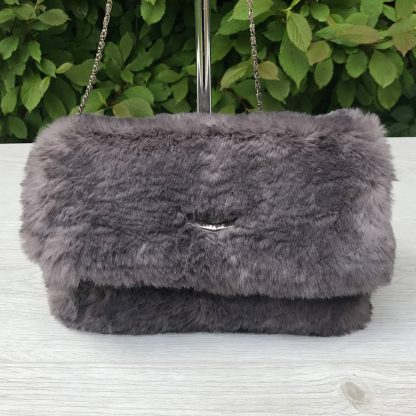 Luxury Clutch Purse in Super Soft Brown Faux Fur with Brown Cotton Lining