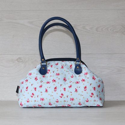 Poppin Small Handbag – Light Blue with Pink Flowers