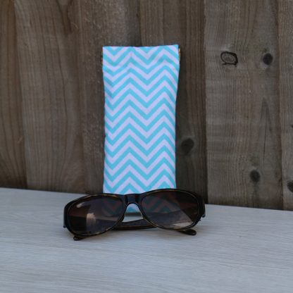 Sun Glasses Case – Light Blue Chevrons Pattern Cotton