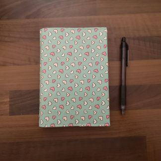 A6 Notebook with Reusable Fabric Cover – Heart Print Cotton Fabric