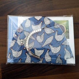 Coin Purse Sewing Kit in Chicken Print fabric with Silver Frame - Ideal Stocking Filler