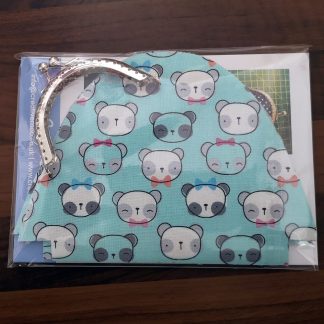 Coin Purse Sewing Kit in Panda Print Fabric with Silver Frame - Ideal Stocking Filler