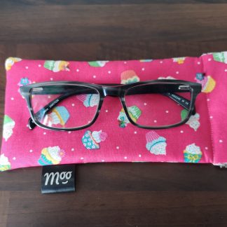 Glasses Case – Bright Pink with Ice Cream Print Cotton