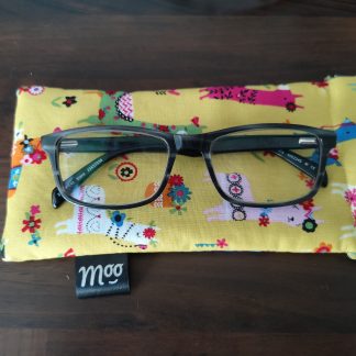 Glasses Case – Bright Yellow with Fiesta Style Llama Print Cotton